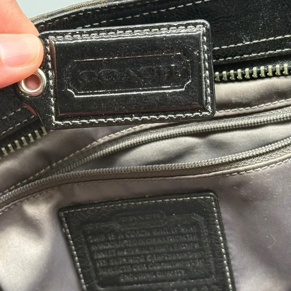 Y2K Coach Madison Signature C Black Jacquard Patent Leather Hobo Bag 14127
